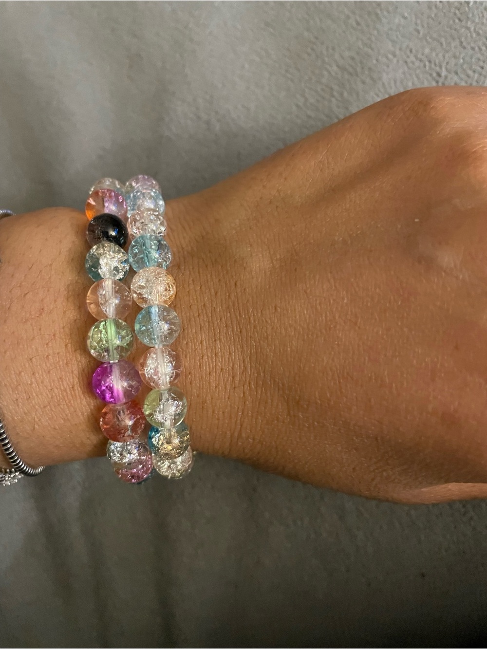 Multi-Color Crackle Glass Bead Stretch Bracelets